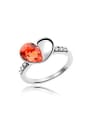 thumb Simple Water Drop austrian Crystal Heart Alloy Ring 1