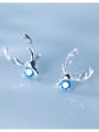 thumb 925 Sterling Silver With Silver Plated Cute Antler Stud Earrings 2