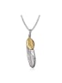thumb Exquisite Double Color Design Feather Shaped Stainless Steel Pendant 0