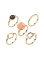 thumb Fashion Carved Flower Geometrical Gold Plated Alloy Midi Ring Set 0