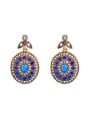 thumb Oval Shaped Artificial Stones National Drop Earrings 0
