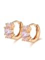 thumb Fashion White Zircon Champagne Gold Plated Earrings 0