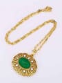 thumb Copper Alloy 24K Gold Plated Vintage style Artificial Gemstone Necklace 2