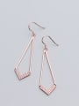 thumb 925 Sterling Silver With Silver Plated Simplistic Geometric Rhombus Hook Earrings 2