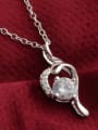 thumb Fashion Hollow Heart Cubic Zirconias Pendant Copper Necklace 3