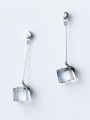 thumb Temperament Square Shaped Crystal S925 Silver Drop Earrings 0
