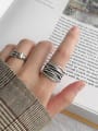 thumb 925 Sterling Silver With Antique Silver Plated Vintage Multi-layer line free size Rings 3