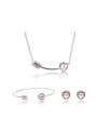 thumb Alloy White Gold Plated Simple style Heart-shaped Artificial Stone Three Pieces Jewelry Set 0