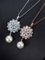 thumb Zircon Flower Pearl Wedding Jewelry Set 4