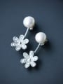 thumb S925 Silver Freshwater Pearls Sweet Flowers drop earring 1
