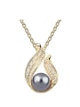 thumb Champagne Gold Plated Imitation Pearl Tiny Crystals-covered Alloy Necklace 1
