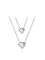thumb Temperament Heart Shaped Glass Double Chain Necklace 0