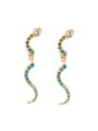 thumb Snake Shaped Color Zircons Western Style Women Stud Earrings 0