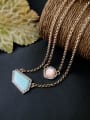 thumb Alloy Fashion Double Layer Iirregular Stones Sweater Necklace 3