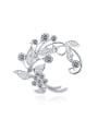 thumb Exquisite Platinum Plated Leaf Shaped Austria Crystal Brooch 0