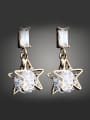 thumb Champagne Gold Plated Zirconias-studded Star Copper Stud Earrings 0