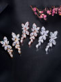 thumb Copper With Cubic Zirconia Luxury Water Drop Wedding Cluster Earrings 0