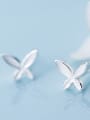 thumb 925 Sterling Silver With Silver Plated Simplistic Butterfly Stud Earrings 2