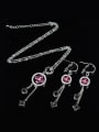 thumb Alloy White Gold Plated Fashion Rhinestones Geometric Two Pieces Jewelry Set 1