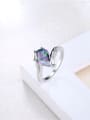 thumb Colorful Platinum Plated Water Drop Glass Stone Ring 2