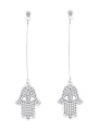 thumb Copper With  Cubic Zirconia Fashion palm Drop Earrings 2