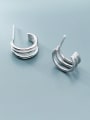 thumb 925 Sterling Silver With Platinum Plated Simplistic Irregular Stud Earrings 0