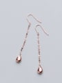 thumb 925 Sterling Silver With Glossy  Fashion Water Flow comb Drop Hook Earrings 1