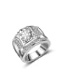 thumb Exaggerated White AAA Zirconias Platinum Plated Copper Ring 0