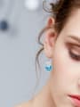 thumb Fashion Little Zirconias-studded Swan Blue austrian Crystal 925 Silver Earrings 1
