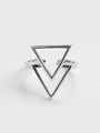 thumb Simple Double Hollow Triangle Silver Opening Ring 0