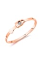 thumb Simple Lock Zircon Rose Gold Plated Titanium Bangle 0