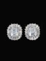 thumb Oval AAA Zircons Stud Cluster earring 0