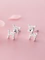 thumb 925 Sterling Silver With Silver Plated Simplistic Fawn Stud Earrings 2