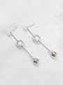 thumb Fashion Artificial Pearls Smooth Bead Silver Stud Earrings 0