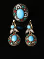 thumb Retro style Blue Resin stone Crystal Alloy Two Pieces Jewelry Set 0