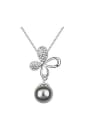 thumb Exquisite Imitation Pearl Shiny Crystals-studded Flowery Alloy Necklace 0