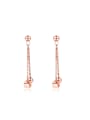 thumb Simple Rose Gold Plated Little Cube Bead Drop Earrings 0