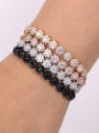 thumb Copper With Cubic Zirconia Personality Flower  adjustable Bracelets 3
