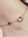 thumb Fashion Round Rhinestones Rose Gold Plated Anklet 1