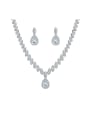 thumb Copper With Cubic Zirconia Delicate Water Drop  Earrings And Necklaces 2 Piece Jewelry Set 3
