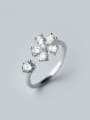 thumb S925 silver fresh flowers zircon opening ring 0