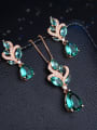 thumb Copper With  Glass stone Trendy Water Drop 2 Piece Jewelry Set 2