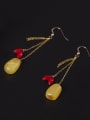 thumb Gold Plated Natural Wax Stones Hook Earrings 1
