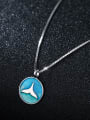 thumb 925 Sterling Silver With Platinum Plated Cute Round Blue Fishtail Pendant Necklaces 1