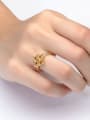 thumb Flower-shape Retro Style Gold Plated Silver Ring 1