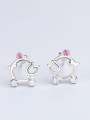 thumb Personalized Hollow Chick Tiny Rhinestones 925 Silver Stud Earrings 0