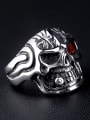 thumb Retro One-eyed Tobacco Pipe Skull Statement Ring 1