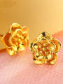 thumb Copper Alloy 24K Gold Plated Wedding Flower stud Earring 1
