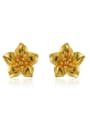 thumb Copper Alloy 24K Gold Plated Classical Flower Wedding stud Earring 0