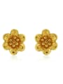 thumb Copper Alloy 24K Gold Plated Classical Flower stud Earring 0